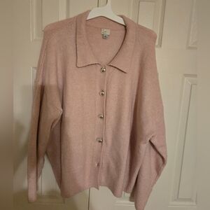 a new day Women's Blush Cardigan With Silver Heart Buttons - WORN ONCE